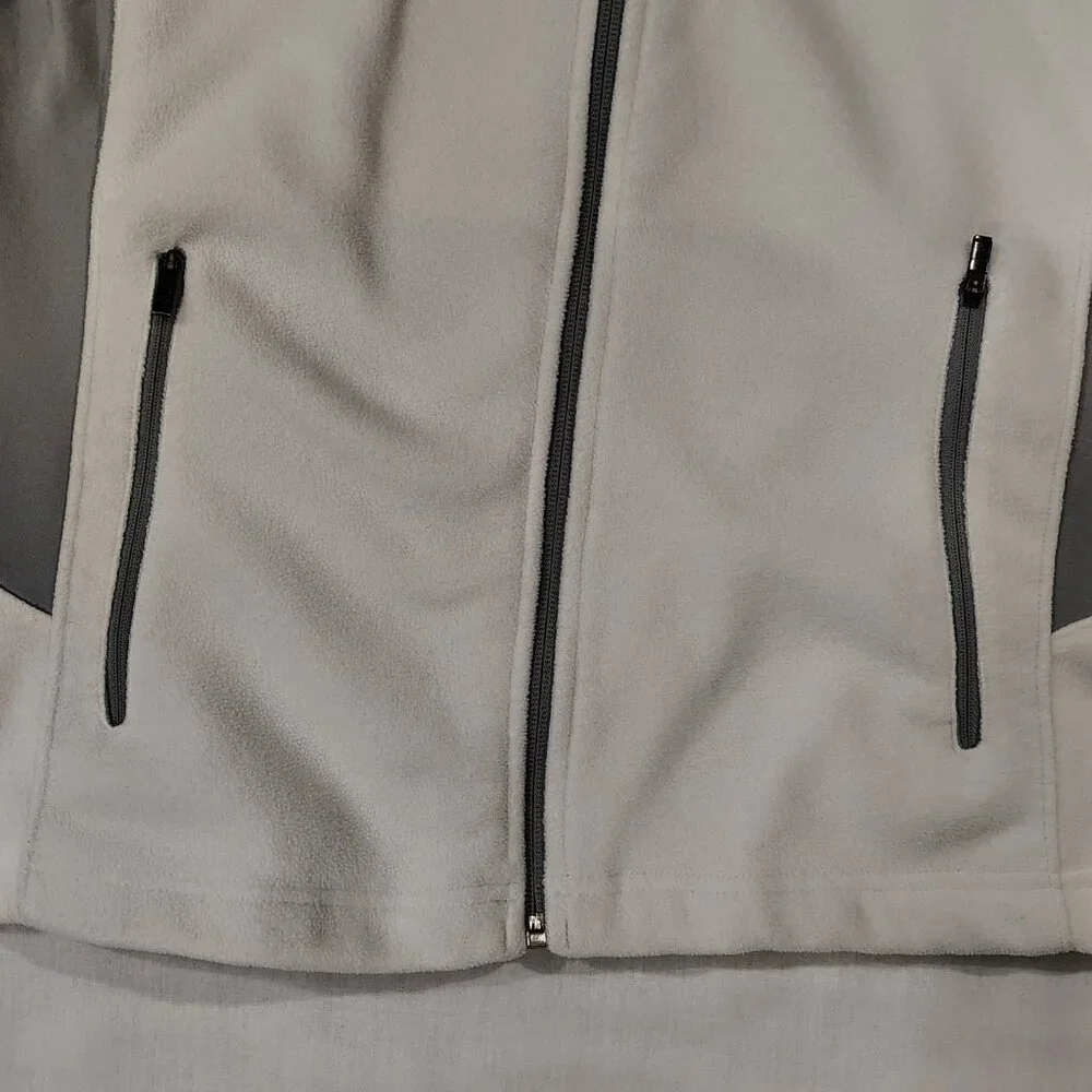 Columbia Sportswear Full Zip Fleece Jacket Womens Size Medium White Gray Pockets - Picture 6 of 16